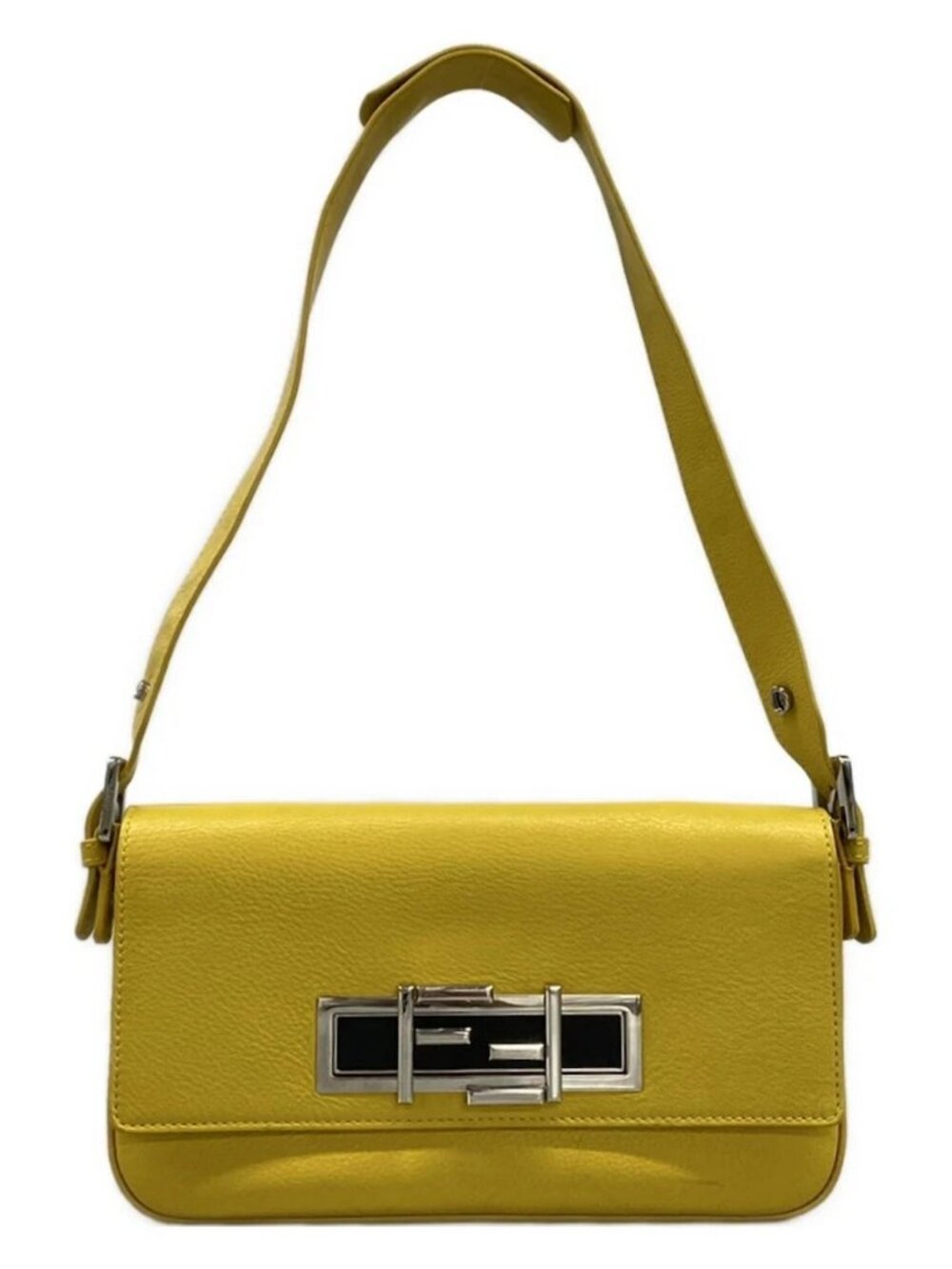 FENDI 3 Baguette 8BR720 Yellow Leather Shoulder Bag
